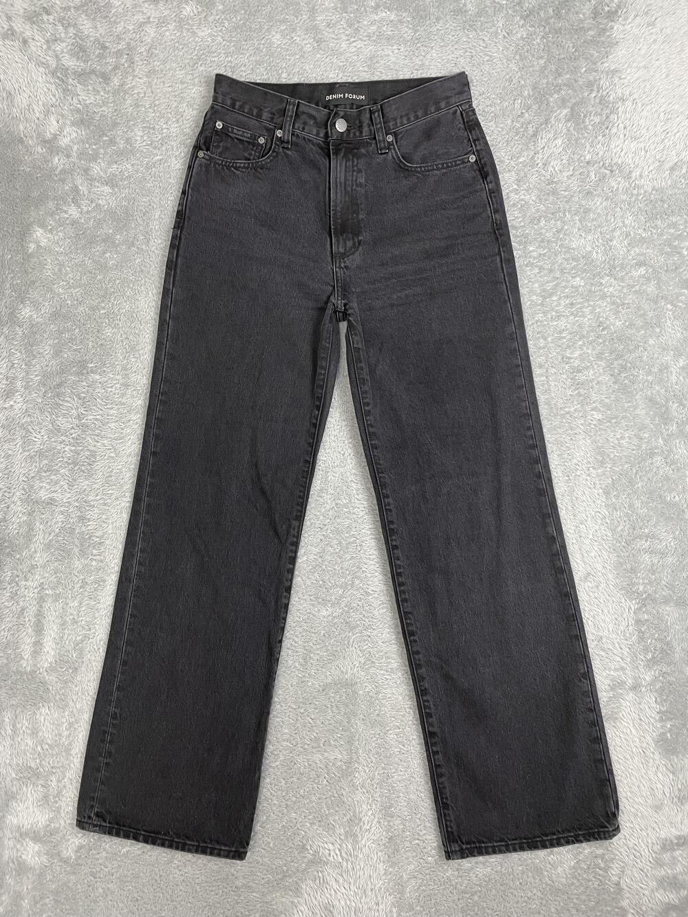 Denim Forum The Farrah High Rise Wide Jeans Womens 26 Black Charcoal Wash Denim